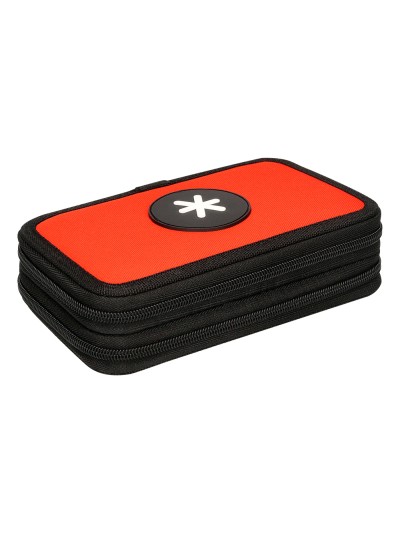 Plumier escolar antartik doble cremallera color rojo 28 piezas