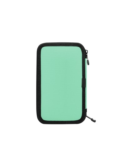 Plumier escolar antartik doble cremallera color menta 28 piezas