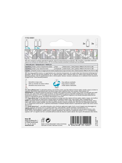Clavo autoadhesivo tesa sujecion hasta 2 kg uso azulejos removible blister de 2 unidades