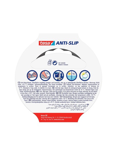 Cinta antideslizante adhesiva tesa uso interior / exterior color negro 5 mt x 25 mm