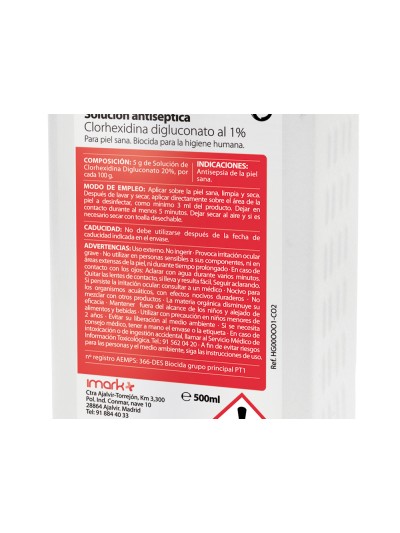Solucion antiseptica clorhexidina desinclor 1% bote de 500 ml