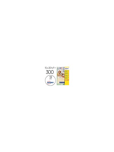 Etiqueta adhesiva avery blanca redonda removible para laser ink-jet fotocopiadora 51 mm caja de 375 unidades