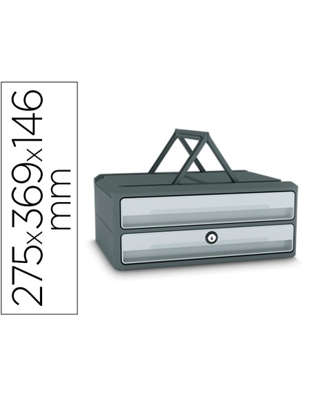 Fichero cajones de sobremesa cep moov up reciclado 80% con cerradura reciclado 80% 2 cajones color gris