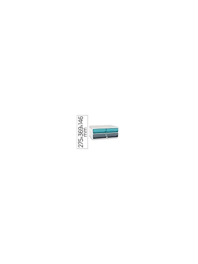 Fichero cajones de sobremesa cep moov up reciclado 80% con cerradura 3 cajones color azul/gris 275x369x146 mm