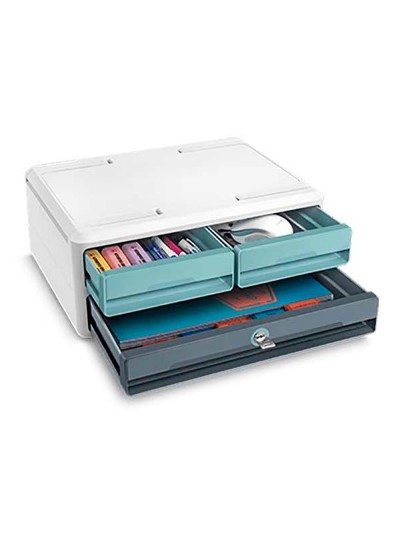Fichero cajones de sobremesa cep moov up reciclado 80% con cerradura 3 cajones color azul/gris 275x369x146 mm