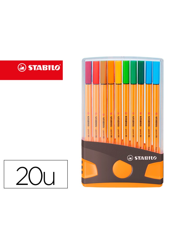 Rotulador stabilo punta de fibra point 88 color parade antracita/naranja estuche de 20 unidades colores surtidos Rotulador stabilo punta de fibra point 88 color parade antracita/naranja estuche de 20 unidades colores surtidos