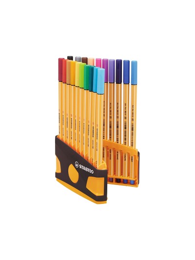 Rotulador stabilo punta de fibra point 88 color parade antracita/naranja estuche de 20 unidades colores surtidos