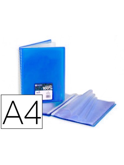 Carpeta carchivo archivex star escaparate con espiral 40 fundas din a4 azul