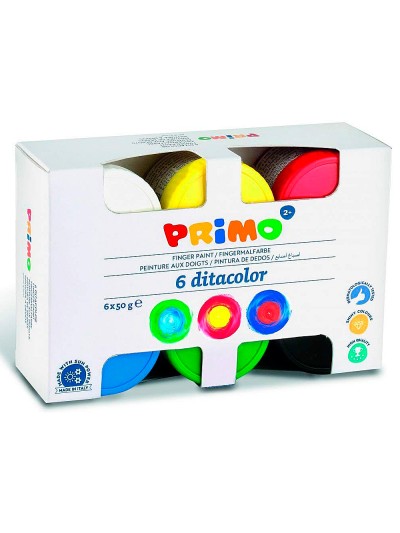 Pintura de dedos primo 50 g caja de 6 unidades colores surtidos