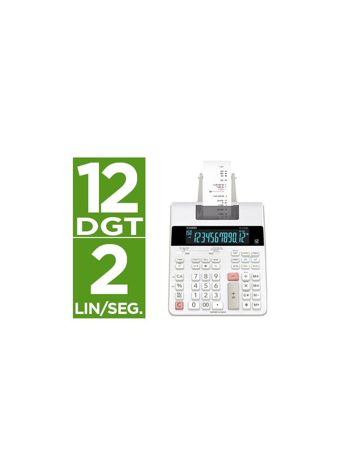 Calculadora casio impresora pantalla lc papel 58 mm impresion bicolor fr-2650rc 12 digitos dc color blanco Calculadora casio impresora pantalla lc papel 58 mm impresion bicolor fr-2650rc 12 digitos dc color blanco