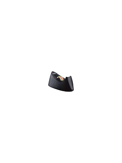 Portarrollo sobremesa tesa plastico easy cut curve negro para cinta de 33 mt x19 mm + 1 cinta tesafilm transparente