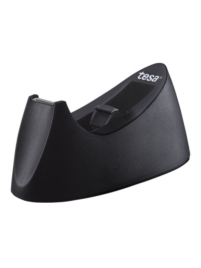 Portarrollo sobremesa tesa plastico easy cut curve negro para cinta de 33 mt x19 mm + 1 cinta tesafilm transparente