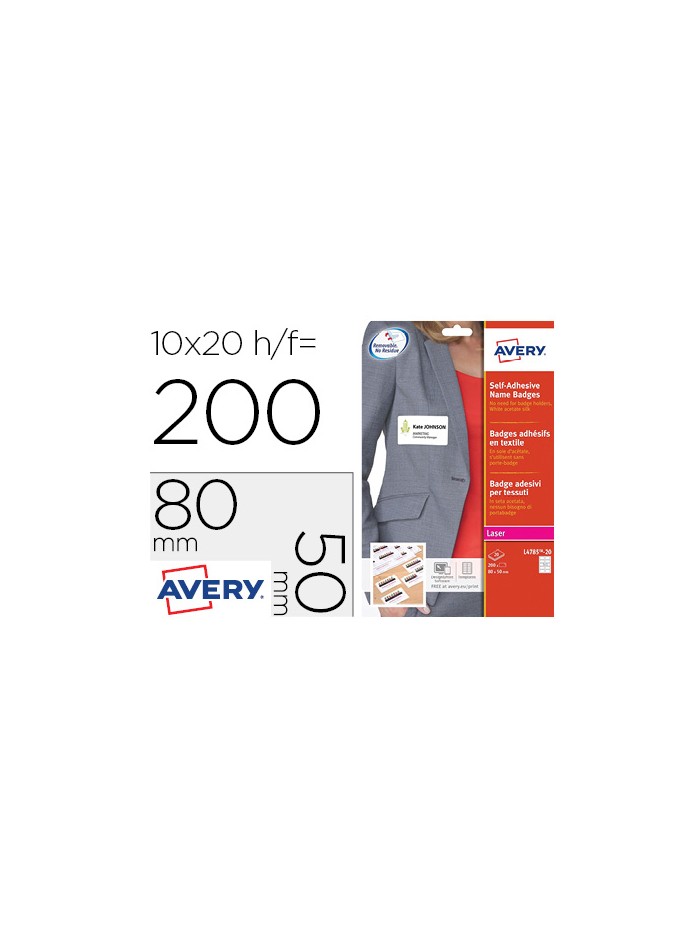Identificativo adhesivo avery acetato de seda tamaño 80x50 mm removible laser caja de 100unidades Identificativo adhesivo avery acetato de seda tamaño 80x50 mm removible laser caja de 100unidades