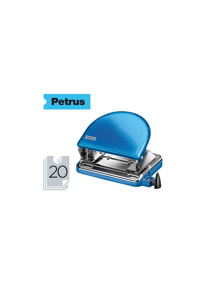 Taladrador petrus 52 wow azul metalizado capacidad 20 hojas en blister Taladrador petrus 52 wow azul metalizado capacidad 20 hojas en blister