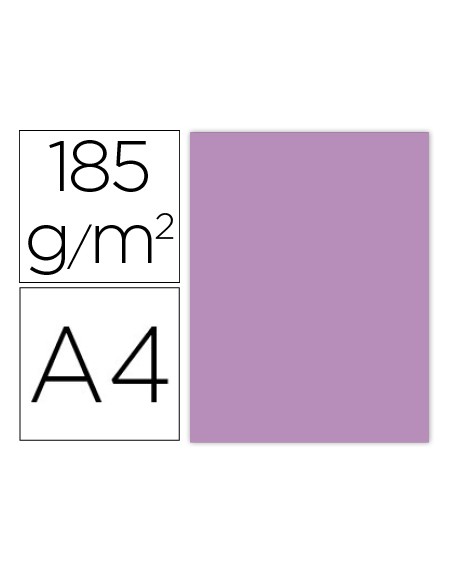 Cartulina guarro din a4 malva 185 gr paquete de 50 hojas