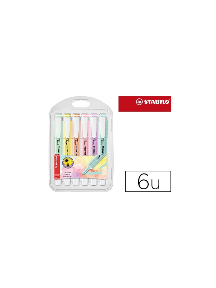 Rotulador stabilo fluorescente swing cool color pastel bolsa de 6 unidades colores surtidos Rotulador stabilo fluorescente swing cool color pastel bolsa de 6 unidades colores surtidos