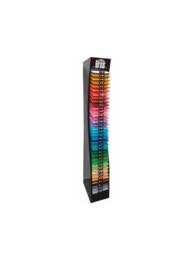 Expositor guarro metalico vacio 36 estantes para cartulina iris din a4 185 gr 30x40x200 cm