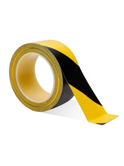 Cinta adhesiva tesa de seguridad amarilla y negra polipropileno 66 mt x 50 mm