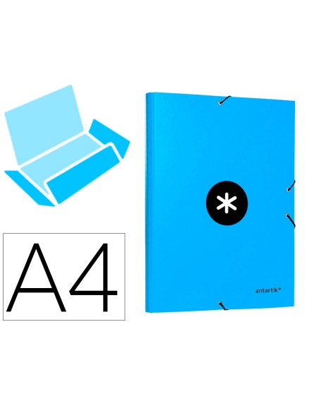 Carpeta antartik gomas a4 3 solapas carton forrado color azul