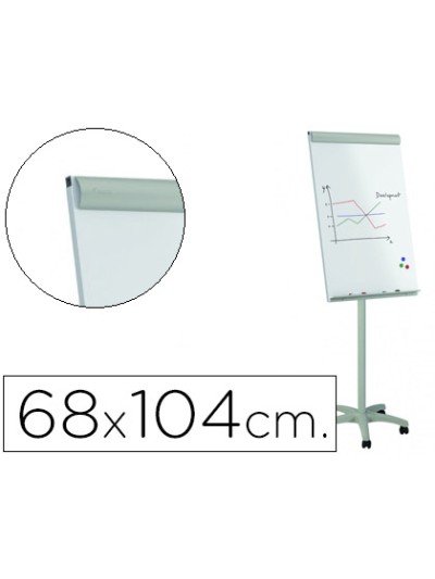 Pizarra blanca rocada para conferencias metalica lacada magnetica con ruedas 68x104 cm
