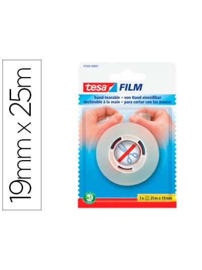 Cinta adhesiva tesafilm sin tijeras 25 mt x 19 mm
