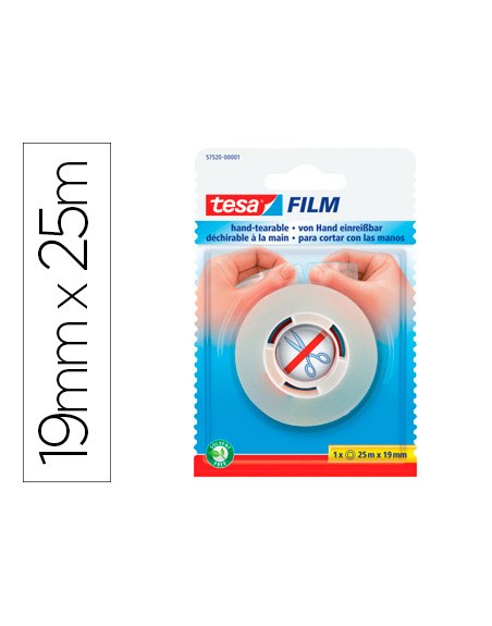 Cinta adhesiva tesafilm sin tijeras 25 mt x 19 mm
