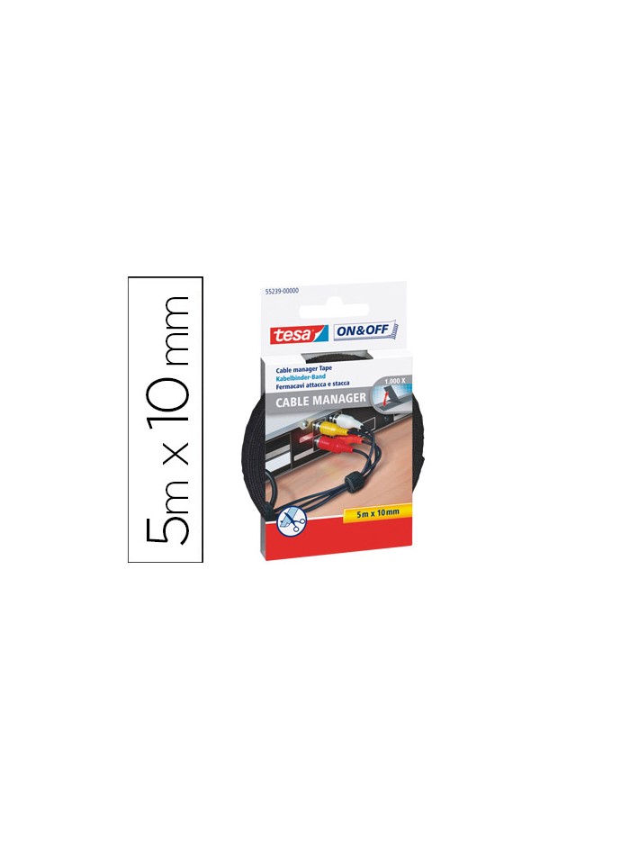 Velcro adhesivo tesa para agrupar cables 5 m x 10 mm color negro Velcro adhesivo tesa para agrupar cables 5 m x 10 mm color negro