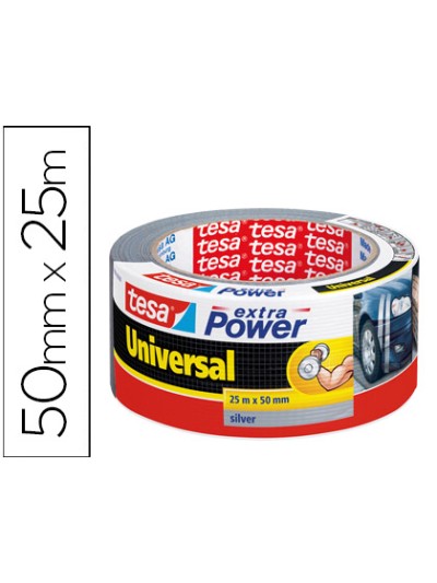 Cinta adhesiva tesa americana 25 mt x 50 mm extra power color plata