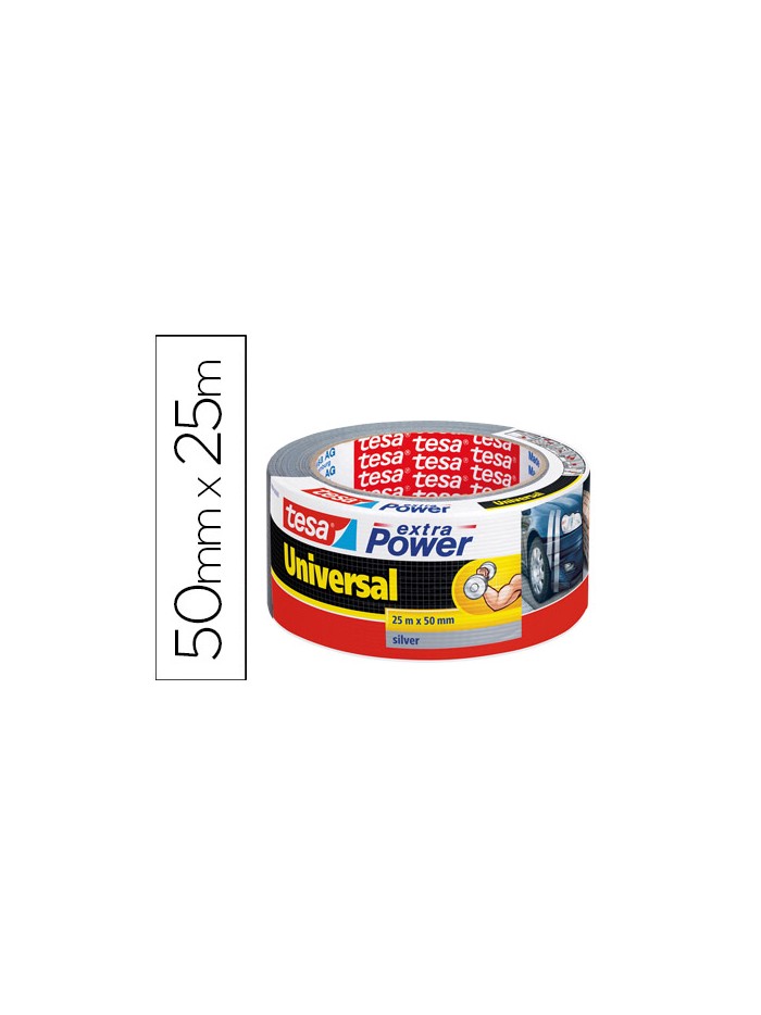 Cinta adhesiva tesa americana 25 mt x 50 mm extra power color plata Cinta adhesiva tesa americana 25 mt x 50 mm extra power color plata