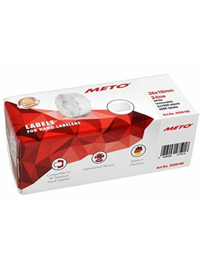 Etiquetas meto onduladas 26x12 mm blanca adh.2 rollo de 1500 etiquetas troqueladas (p+t) para etiquetadora tovel