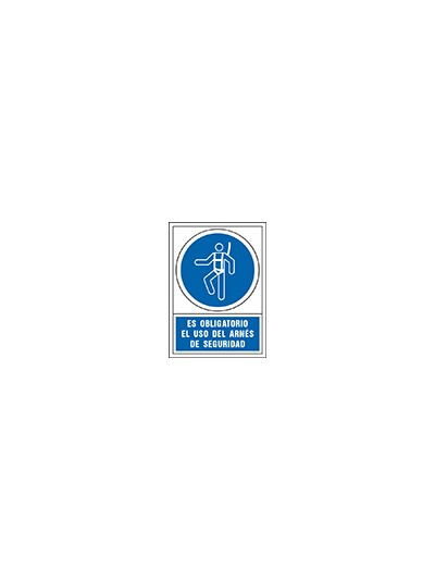 Pictograma syssa señal de obligacion es obligatorio el uso de arnes de seguridad en pvc 245x345 mm