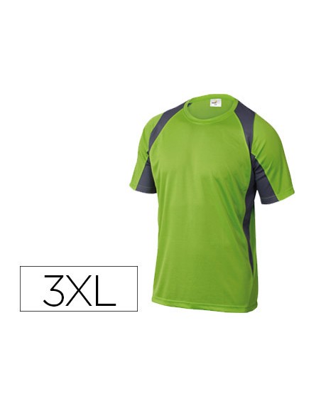 Camiseta deltaplus poliester manga corta cuello redondo tratamiento secado rapido color verde-gris talla 3xl