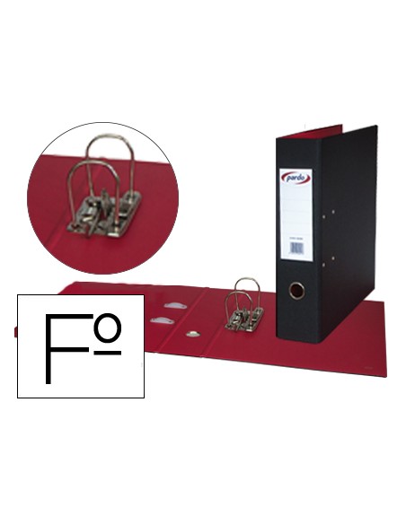 Archivador de palanca pardo folio plastico 2 anillas de 70 mm color negro