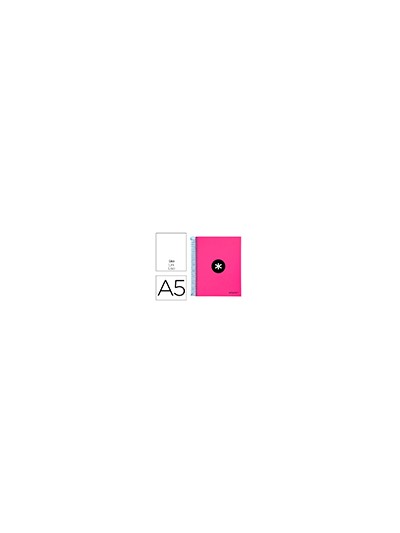 Cuaderno espiral a5 micro antartik tapa forrada 120h 90 gr liso con bandas 6 taladros color rosa fluor