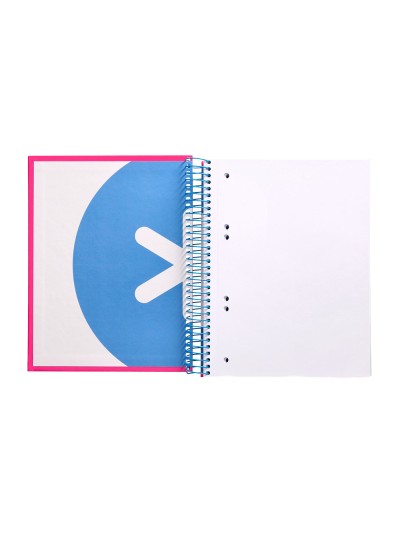 Cuaderno espiral a5 micro antartik tapa forrada 120h 90 gr liso con bandas 6 taladros color rosa fluor