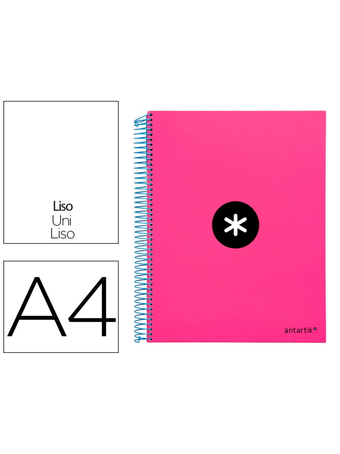 Cuaderno espiral a4 micro antartik tapa forrada 120h 90 gr liso con bandas 4 taladros color rosa fluor Cuaderno espiral a4 micro antartik tapa forrada 120h 90 gr liso con bandas 4 taladros color rosa fluor