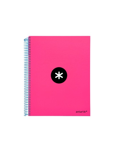 Cuaderno espiral a4 micro antartik tapa forrada 120h 90 gr liso con bandas 4 taladros color rosa fluor
