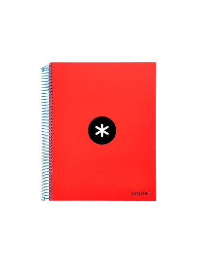 Cuaderno espiral a4 micro antartik tapa forrada 120h 90 gr liso con bandas 4 taladros color rojo
