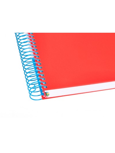 Cuaderno espiral a4 micro antartik tapa forrada 120h 90 gr liso con bandas 4 taladros color rojo