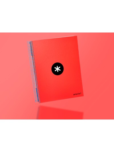 Cuaderno espiral a4 micro antartik tapa forrada 120h 90 gr liso con bandas 4 taladros color rojo