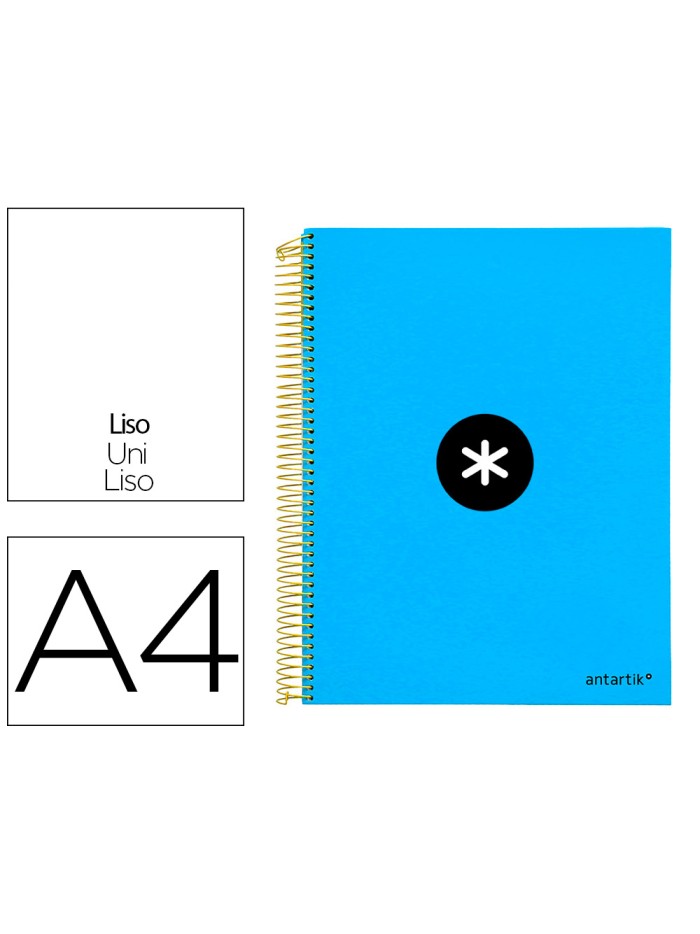 Cuaderno espiral a4 micro antartik tapa forrada 120h 90 gr liso con bandas 4 taladros color azul Cuaderno espiral a4 micro antartik tapa forrada 120h 90 gr liso con bandas 4 taladros color azul