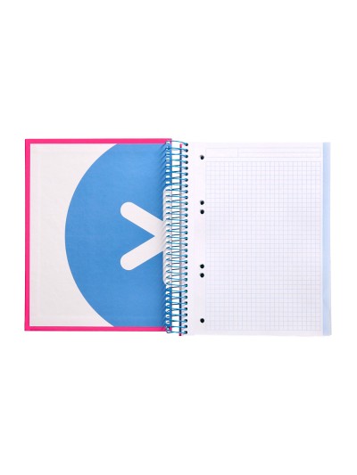 Cuaderno espiral a5 micro antartik tapa forrada 120h 90 gr cuadro 5mm 5 banda s 6 taladros color rosa