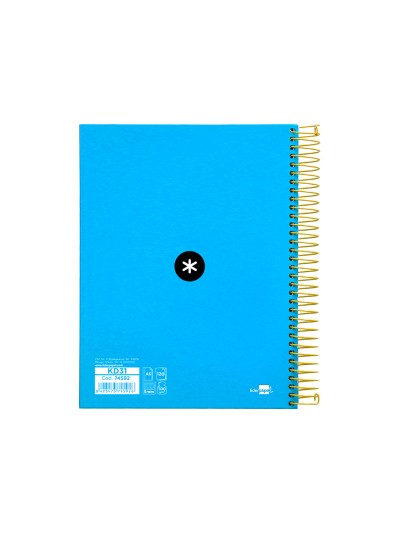 Cuaderno espiral a5 micro antartik tapa forrada120h 90 gr cuadro 5mm 5 bandas6 taladros color azul