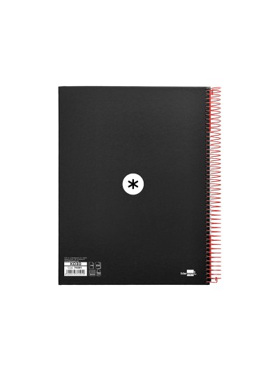 Cuaderno espiral a4 micro antartik tapa forrada 120h 90 gr cuadro 5mm 5 bandas 4 taladros color negro