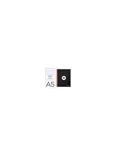 Cuaderno espiral a5 micro antartik tapa forrada 120h 90 gr horizontal 5 bandas 6 taladros color negro