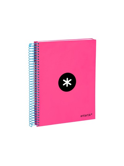 Cuaderno espiral a5 micro antartik tapa forrada 120h 100 gr horizontal 5 bandas 6 taladros color rosa