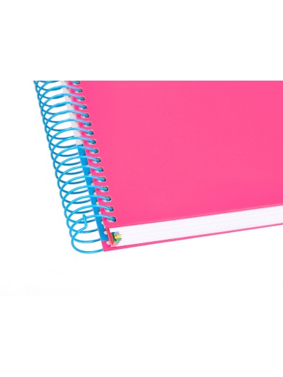 Cuaderno espiral a5 micro antartik tapa forrada 120h 100 gr horizontal 5 bandas 6 taladros color rosa