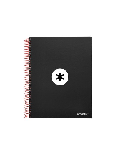 Cuaderno espiral a4 micro antartik tapa forrada 120h 90 gr horizontal 5 bandas 4 taladros color negro
