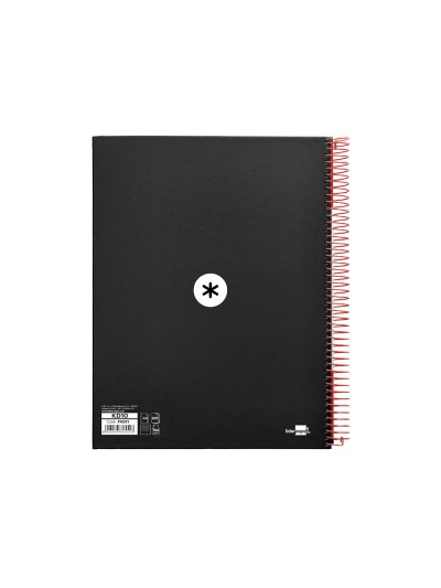 Cuaderno espiral a4 micro antartik tapa forrada 120h 90 gr horizontal 5 bandas 4 taladros color negro