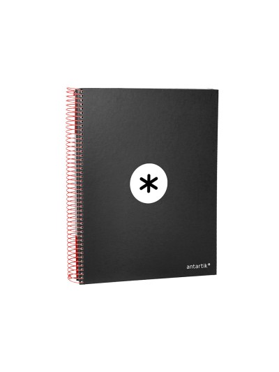 Cuaderno espiral a4 micro antartik tapa forrada 120h 90 gr horizontal 5 bandas 4 taladros color negro
